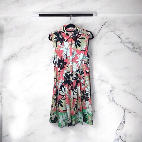Tommy Hilfiger Dress Size 8 Womens Floral Fit & Flare Button Front - Picture 1 of 8